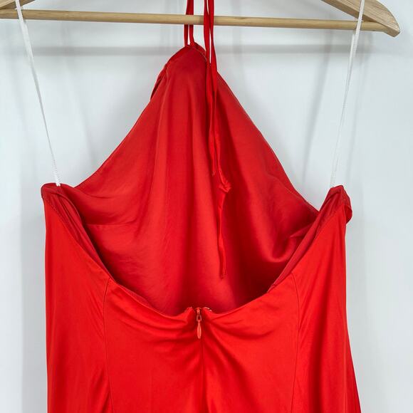 Lovers and Friends | Inara Gown in Red Rosette Satin Halter Maxi Dress M w/ Tags - Picture 10 of 15
